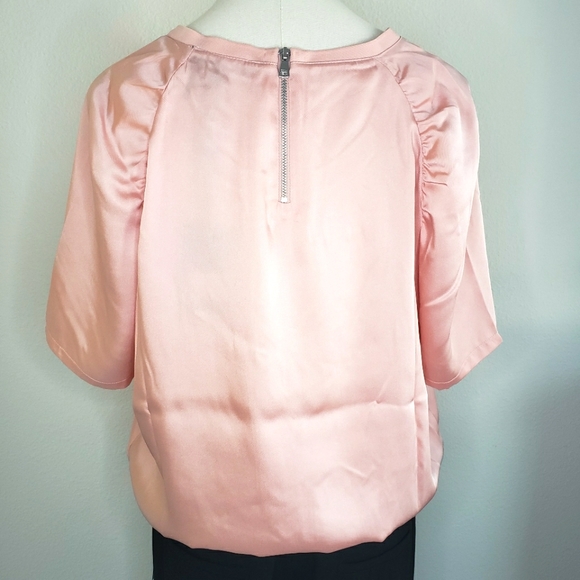 DKNY Peach Satin Ruched Short Sleeve Top--NWT--XL - Picture 8 of 14